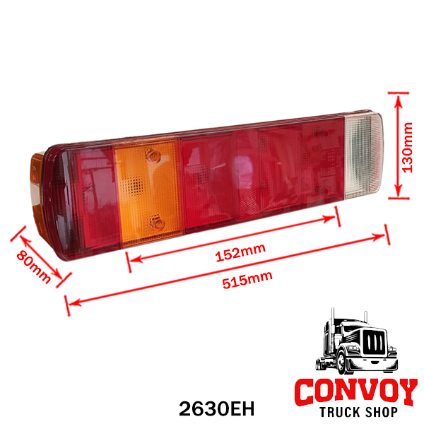 7-Chamber Rear Lamp for Scania Trucks, Left, Rounded License Plate & Position Light