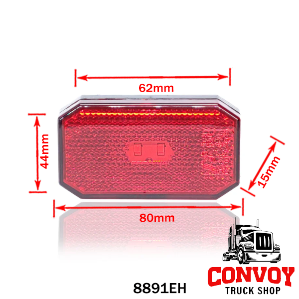 Rectangular LED Side Marker Lamp 2LED 12/24V
