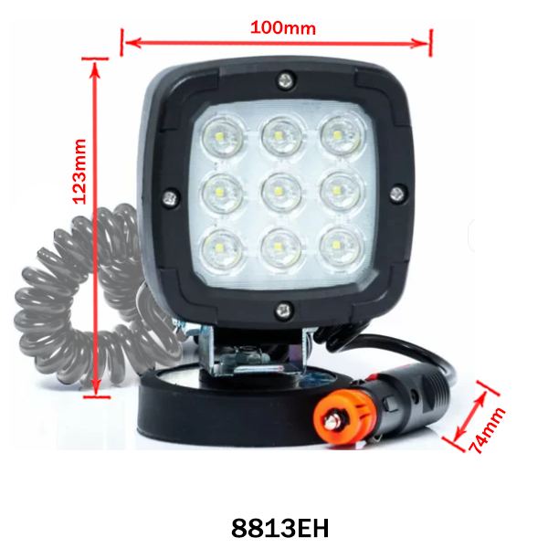 Square LED Work Light with Magnetic Base and Cigarette Lighter Plug