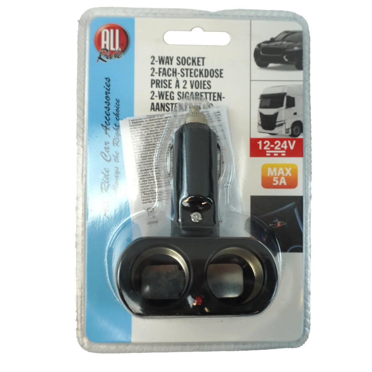 All Ride Dual Socket Car Cigarette Lighter Adapter – Fixed