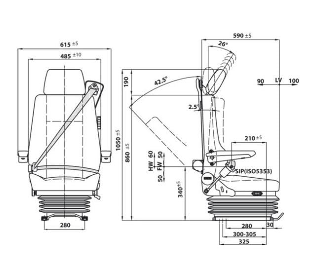 Air Suspension Driver Seat with Adjustable Headrest