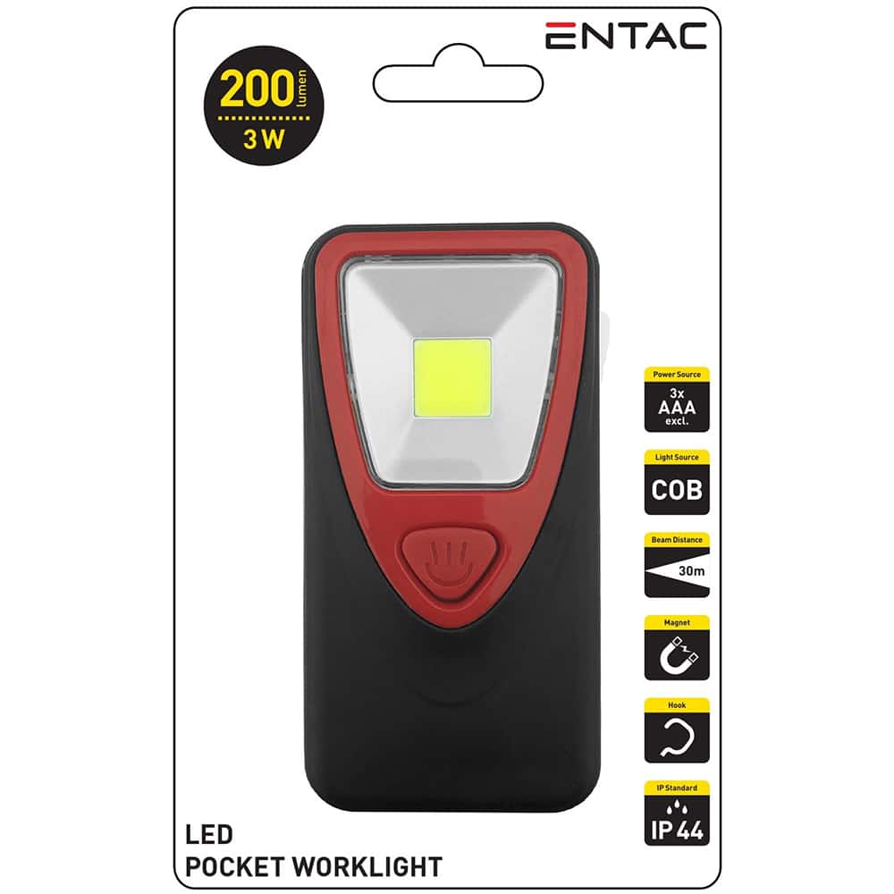 Entac Flat-Case LED Work Light, 200 Lumens