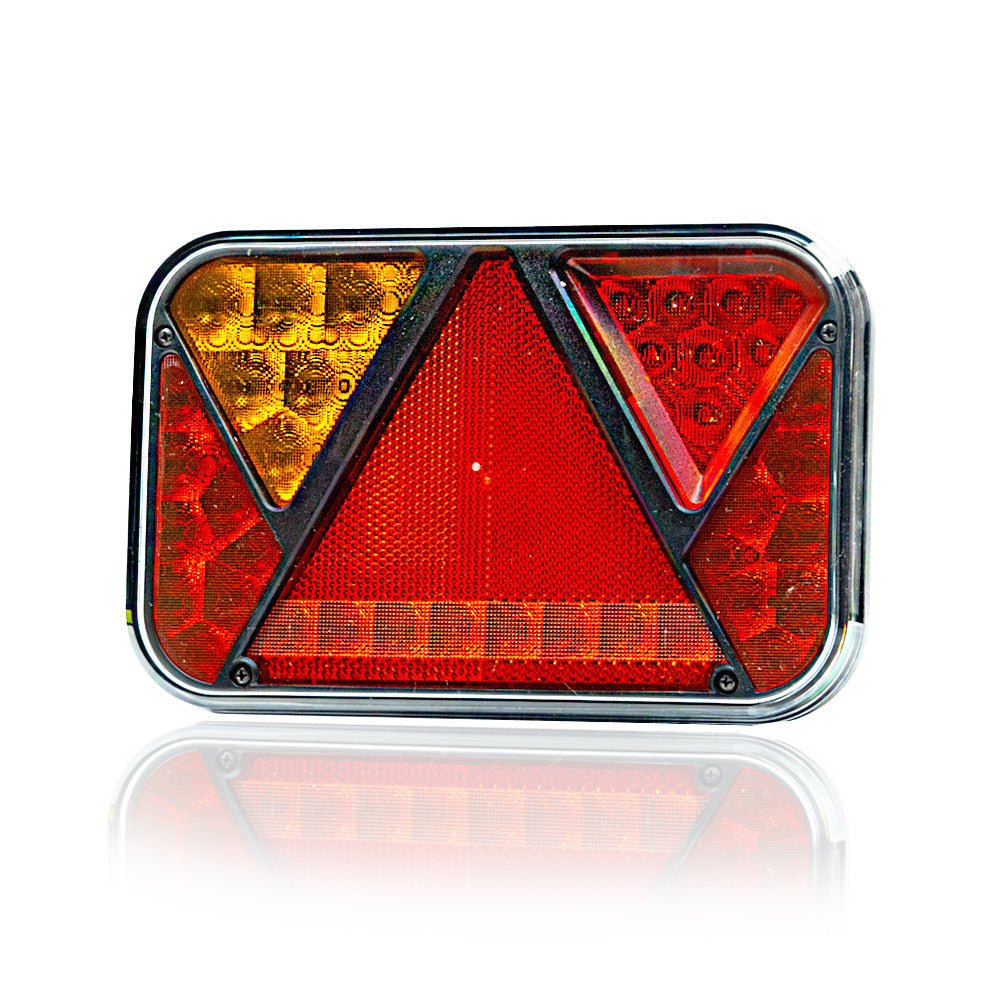 LED Rear Light with 5 Functions and Triangle Reflector, 12V