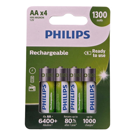 Philips AA Rechargeable Batteries 4-Pack 1300mAh