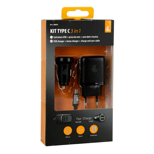 USB Type-C Charging Kit with Car Adapter – 3in1