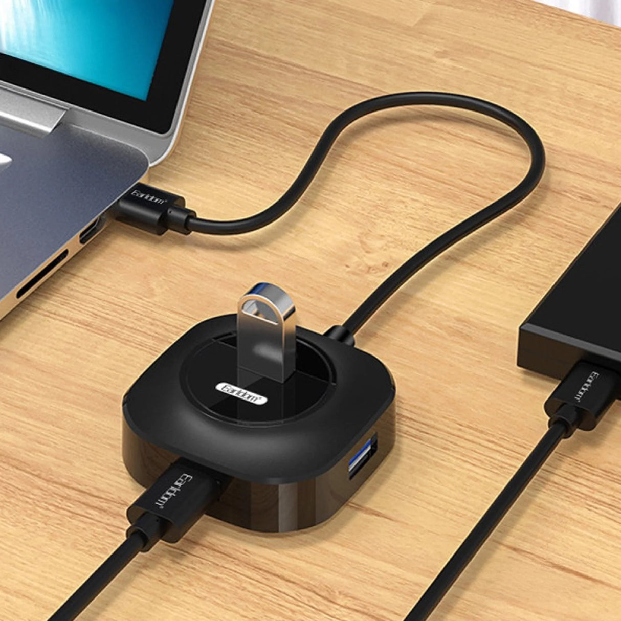 4-Port USB HUB with USB-C Connector – Black