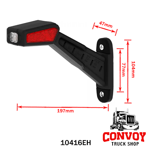 Straight Arm LED Marker Lamp – Large Rectangular Rubber Mount