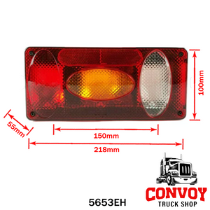 Universal Right Rear Lamp, 5-Function, Oval with Reverse Light & Reflector