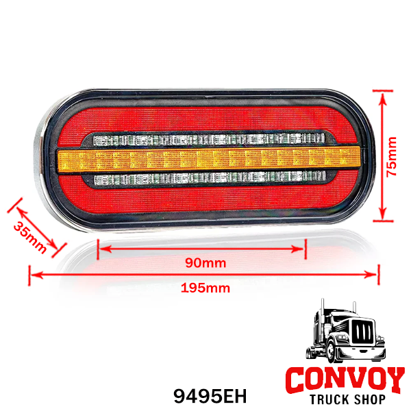 Universal 3-in-1 LED Tail Light with Dynamic Indicator, Non-Reflective, 12/24V