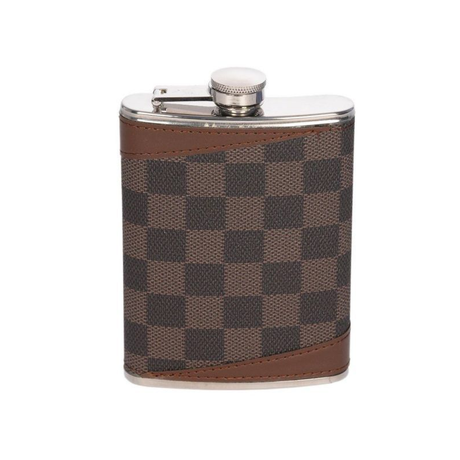 Stainless Steel Hip Flask with Plaid Cover 240ml