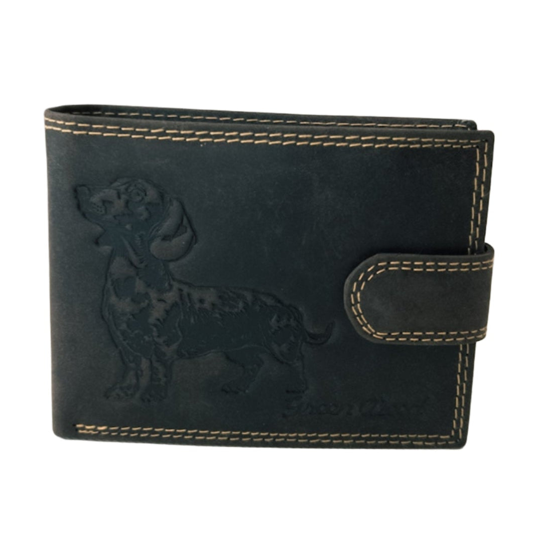 Leather Wallet with Hunting Motif – Rustic Brown