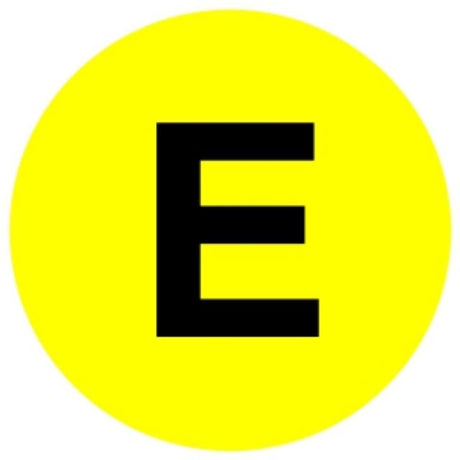 Sticker E (Black E in Yellow Circle) 22cm