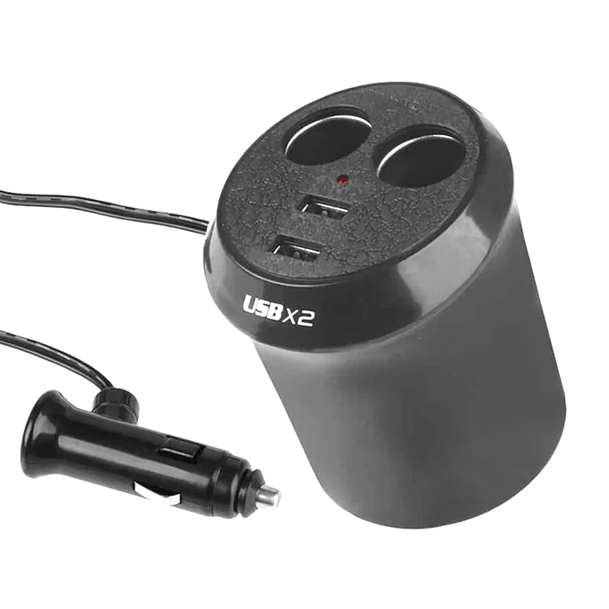 Dual Car Cigarette Lighter Splitter with 2 USB Ports for Cup Holder