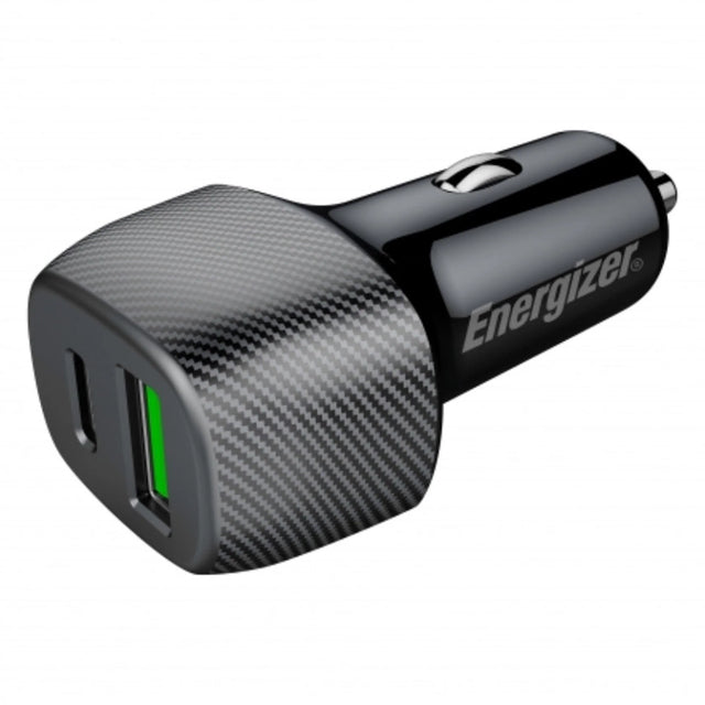 Energizer D38BK 38W Car Charger USB-A & Type-C QC – Carbon Fiber Design