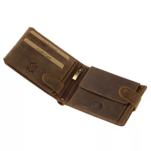 Leather Wallet with Hunting Motif – Rustic Brown