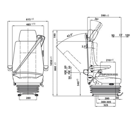 Air Suspension Driver Seat with Adjustable Headrest
