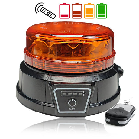 Ultra-Slim Yellow LED Strobe Light with Magnetic Base and Remote Control