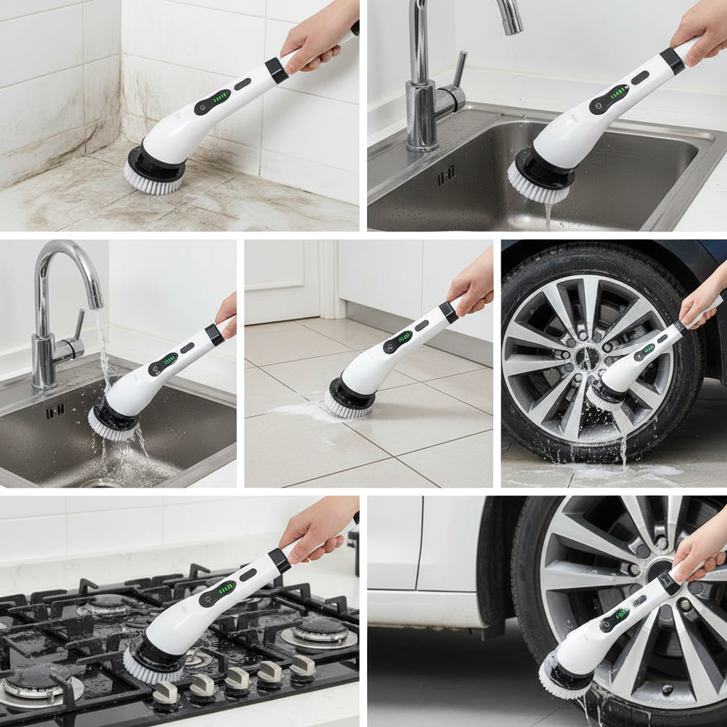 Electric Cleaning Brush Set with Telescopic Handle, 25W