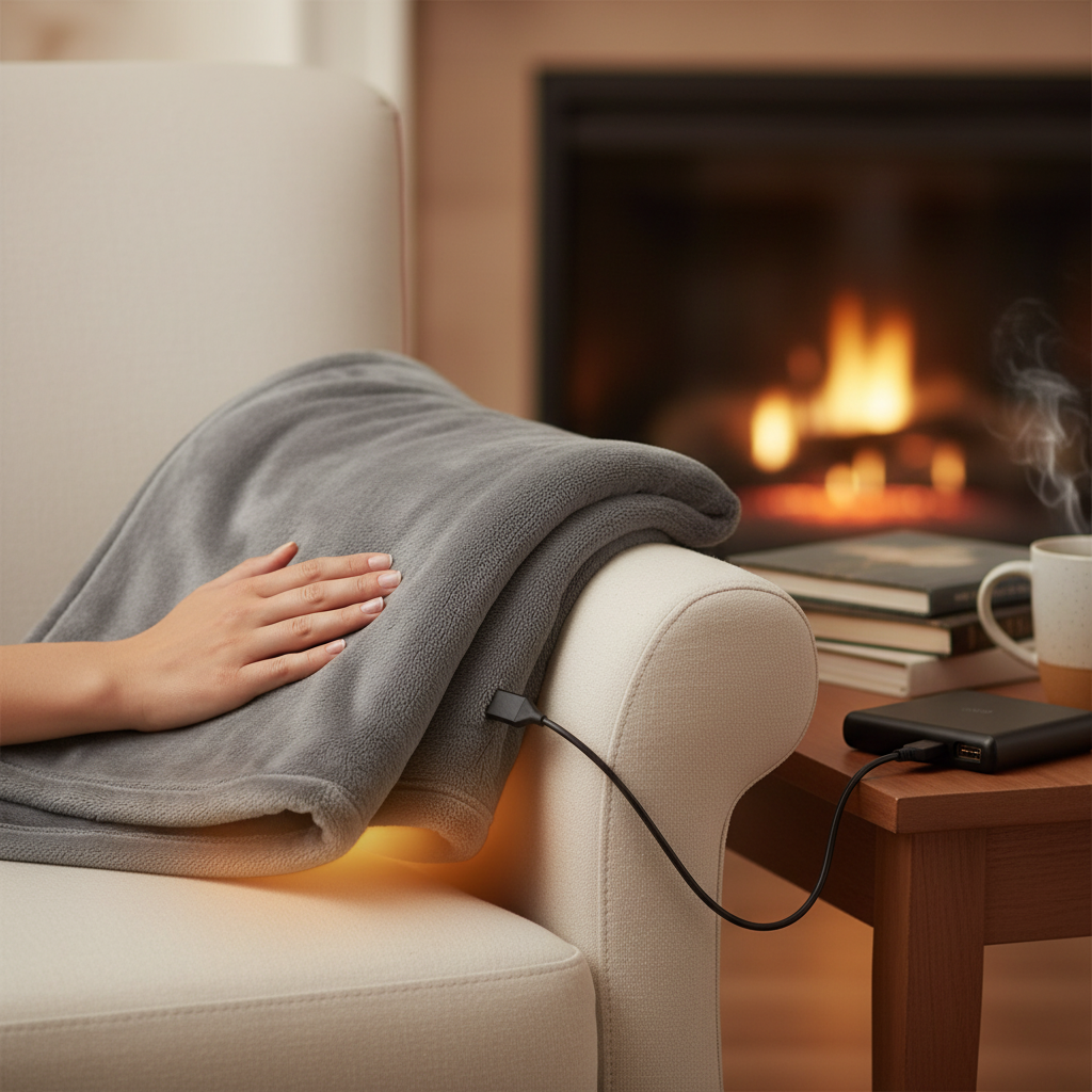 USB Heated Blanket Grey 150x80 cm