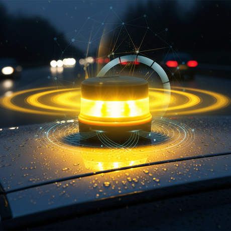 Luz de emergencia LED amarilla 360° con base magnética